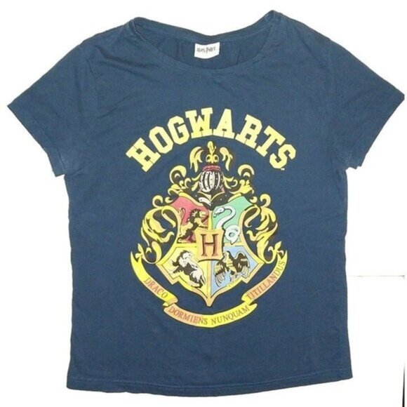 Harry Potter Women's T Shirt Blue Hogwarts Crest Medium - Picture 1 of 3